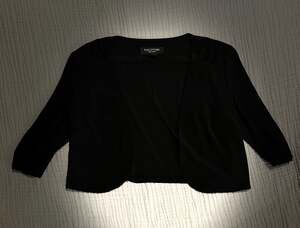 Perceptions New York Black Open Front 3/4 Sleeve Cropped Bolero Shrug